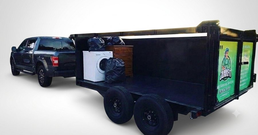 Quarter load — JunkFit trailer about one-quarter full of junk