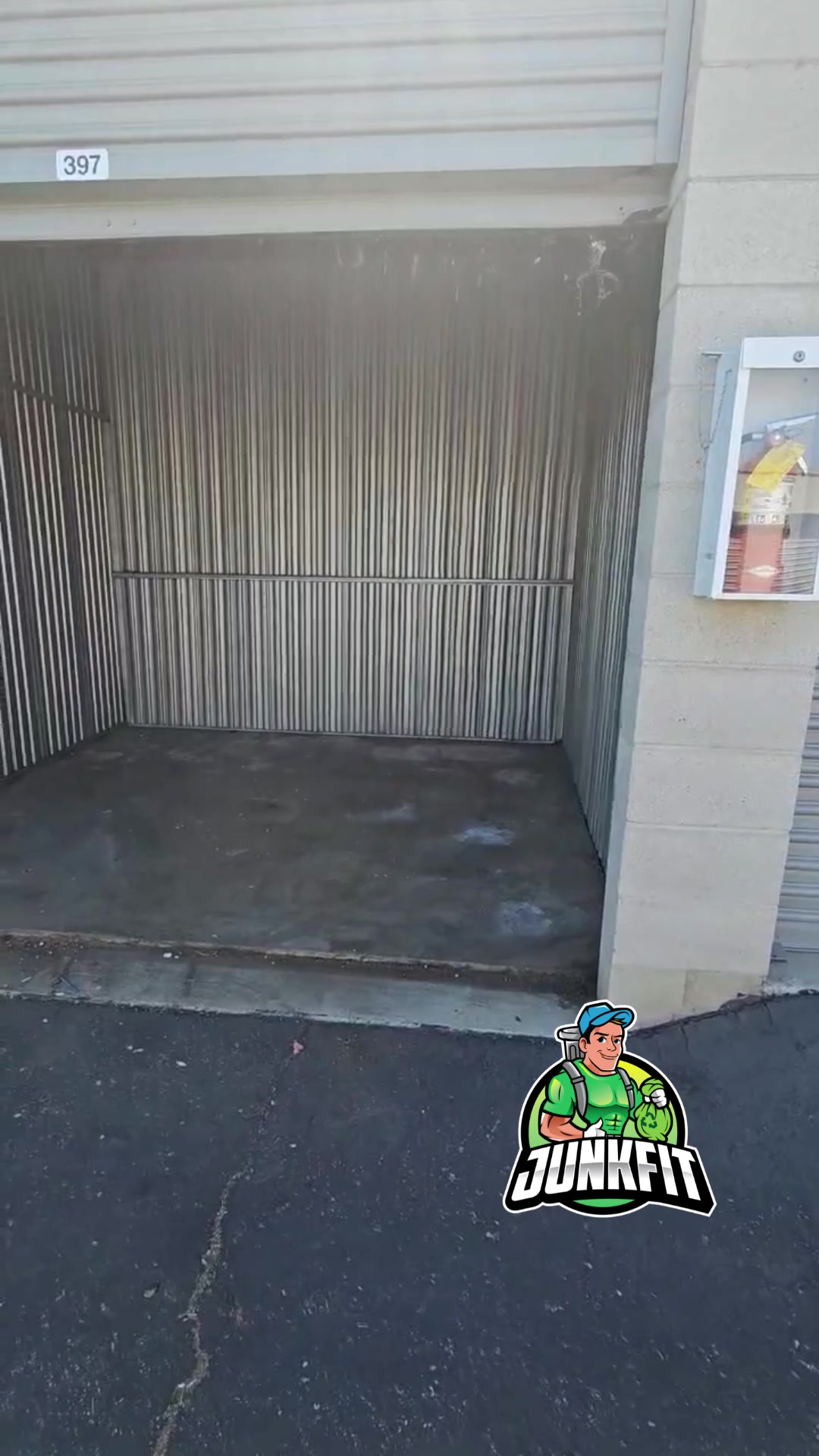 After: Same storage unit completely empty and broom-clean